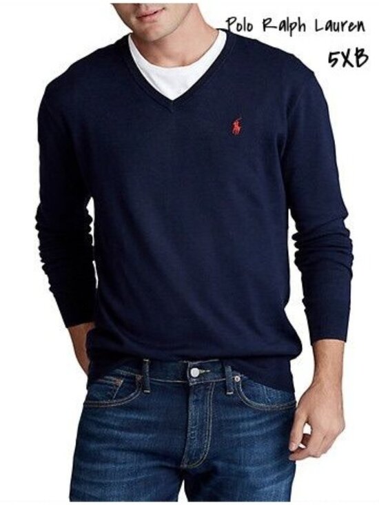 Polo Ralph Lauren Other - Polo Ralph Lauren V-Neck Pima Cotton Sweater Blue Big & Tall 5XB New With Tag